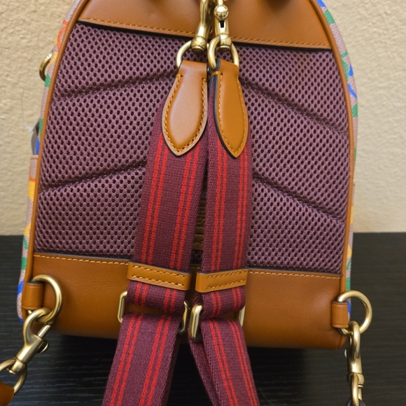 Coach Small Backpack  In Rainbow Signature Canvas - Picture 11 of 15
